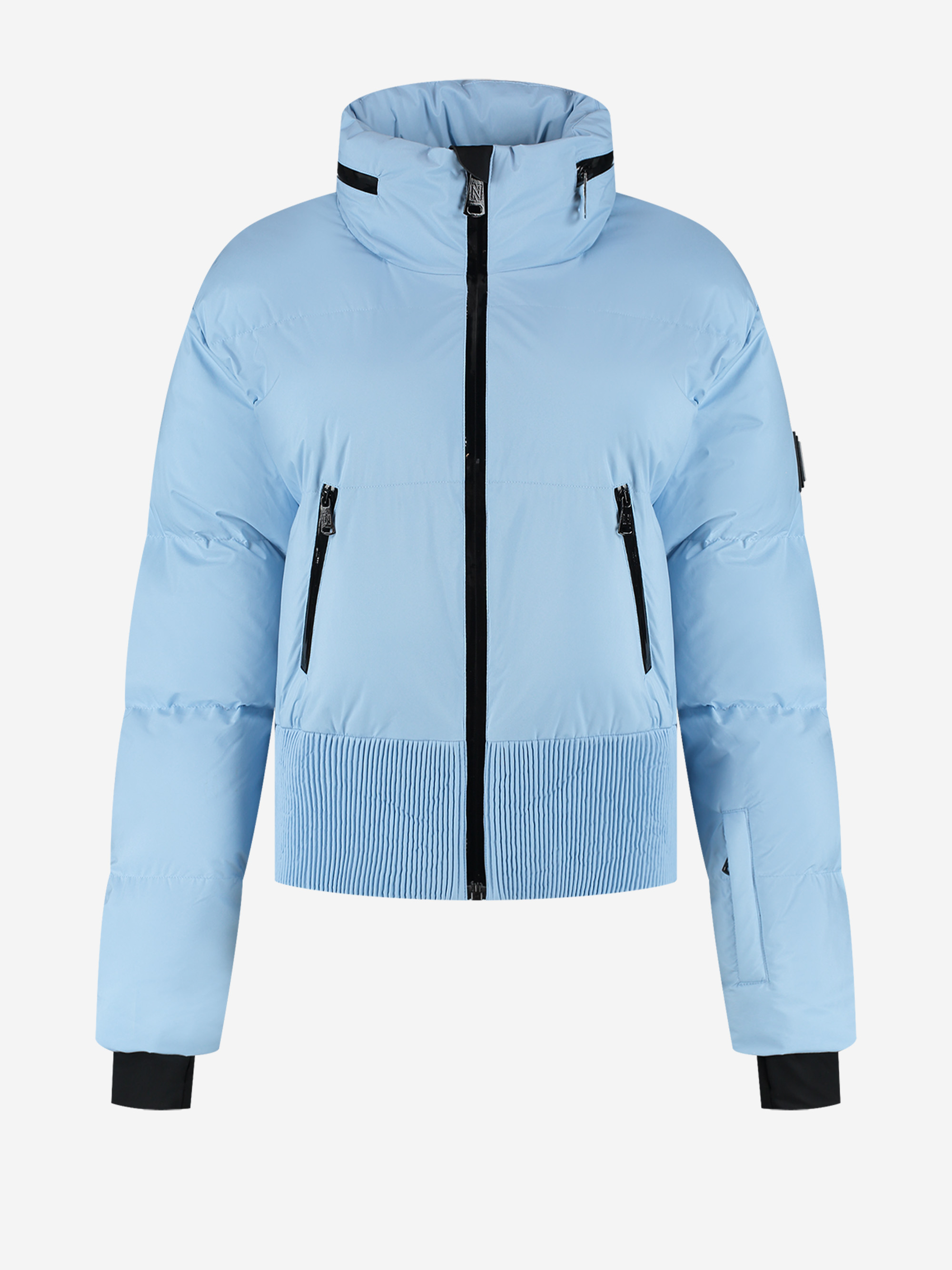 Ski jacket with fold-out hood and snow gaiters