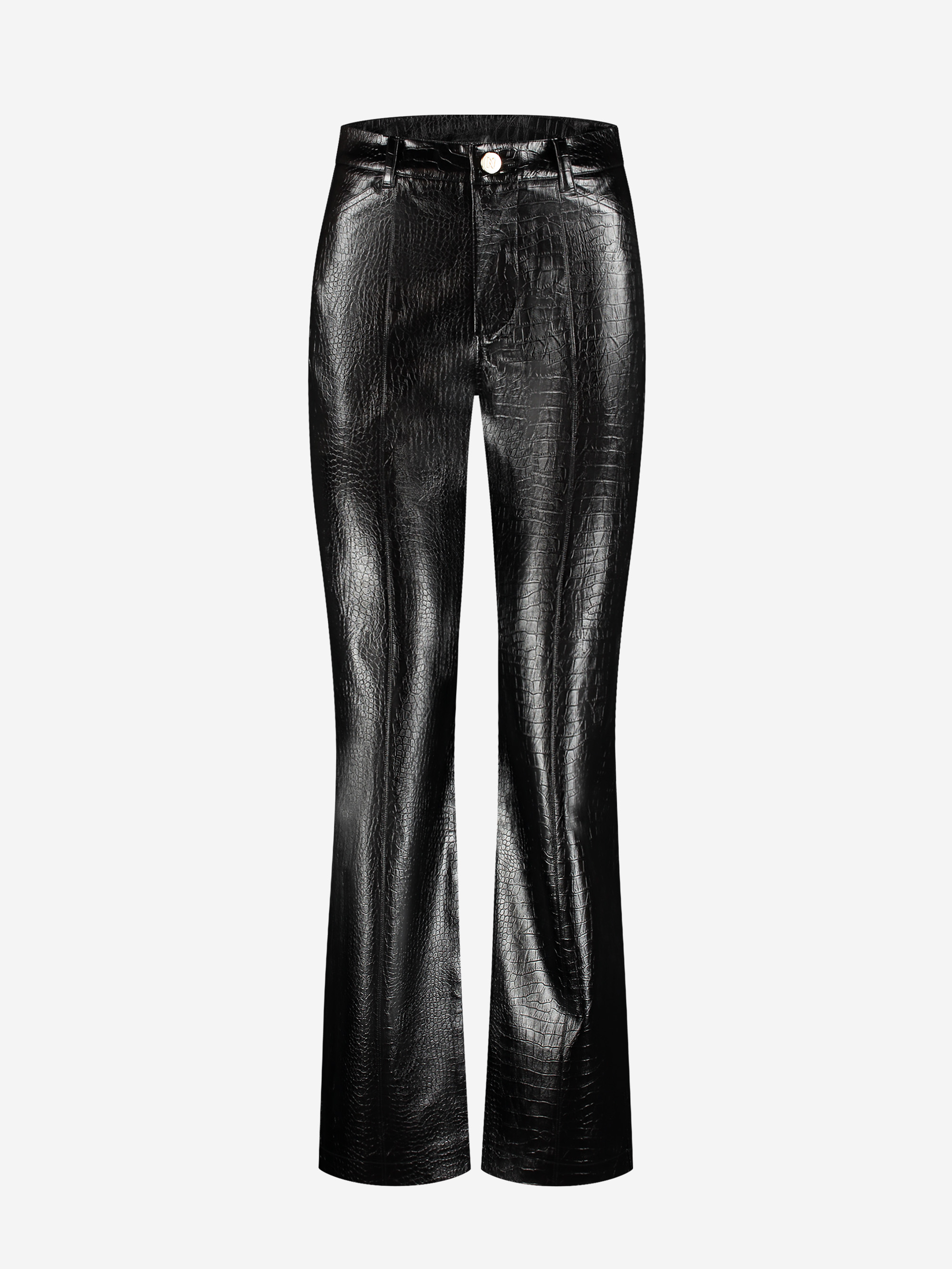 Leather look trousers with animal pattern