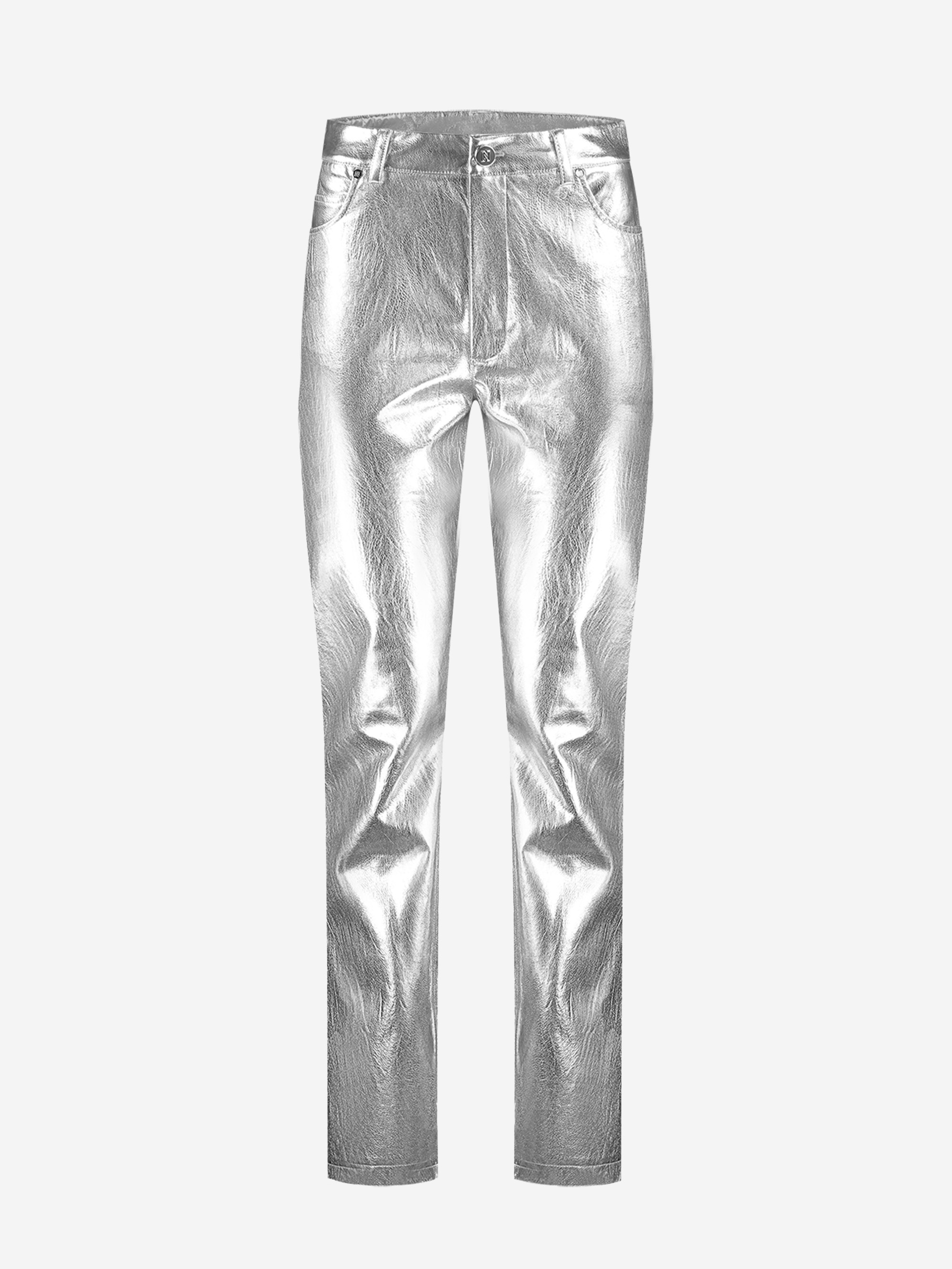 Metallic pants with straight fit