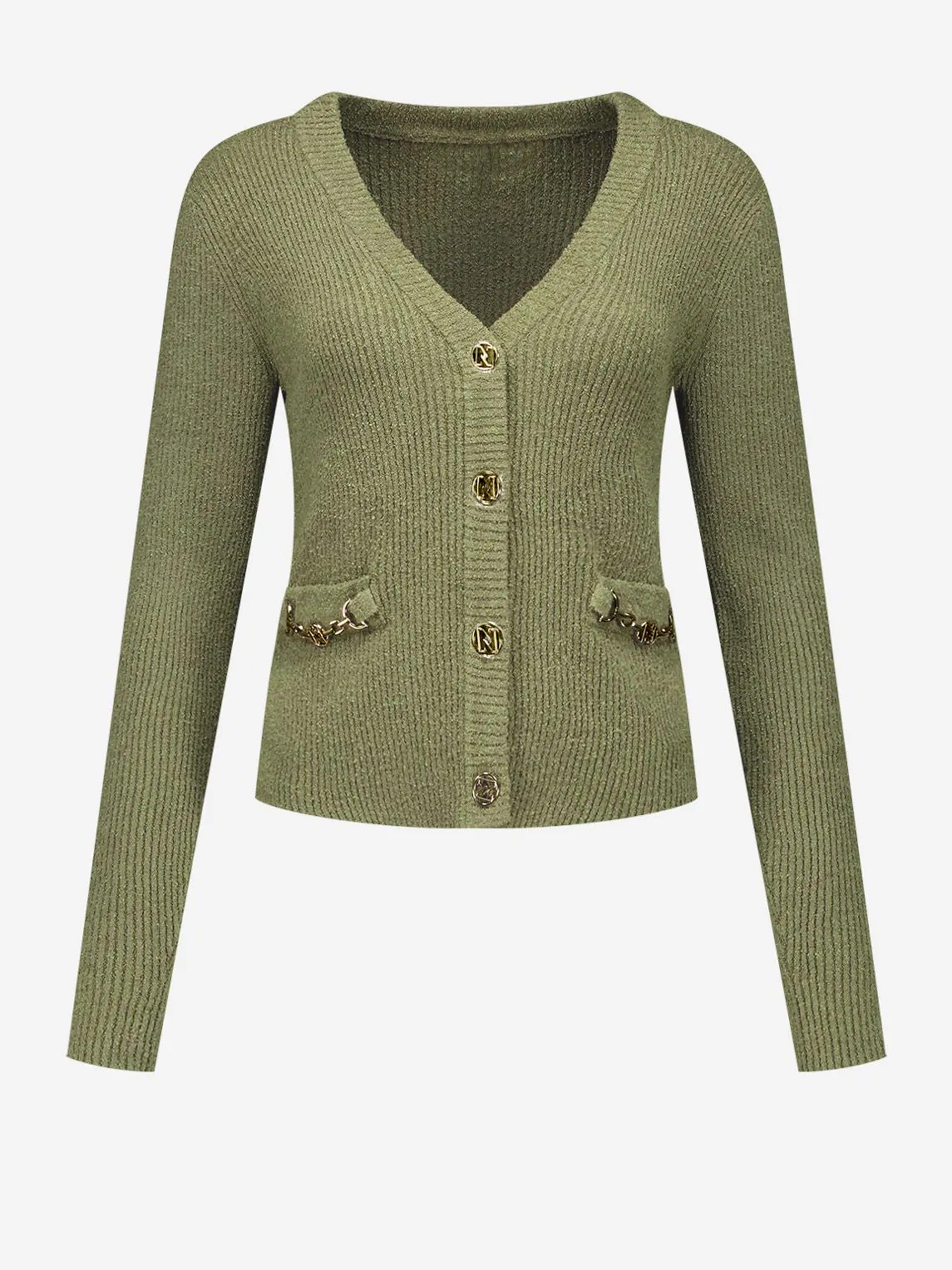 Cardigan with N-logo buttons and chain detail