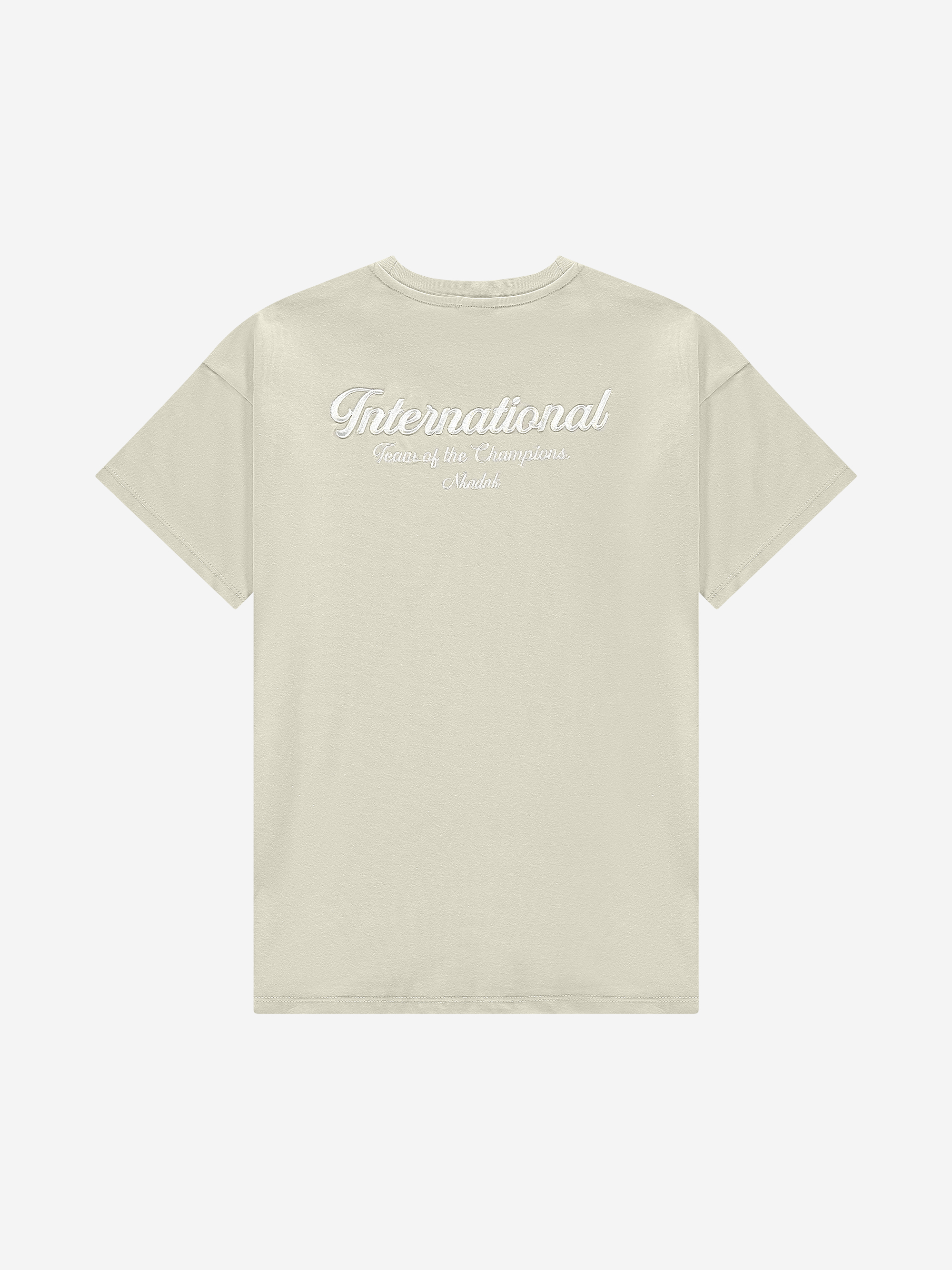 Loose-fitting T-shirt with embroidered text