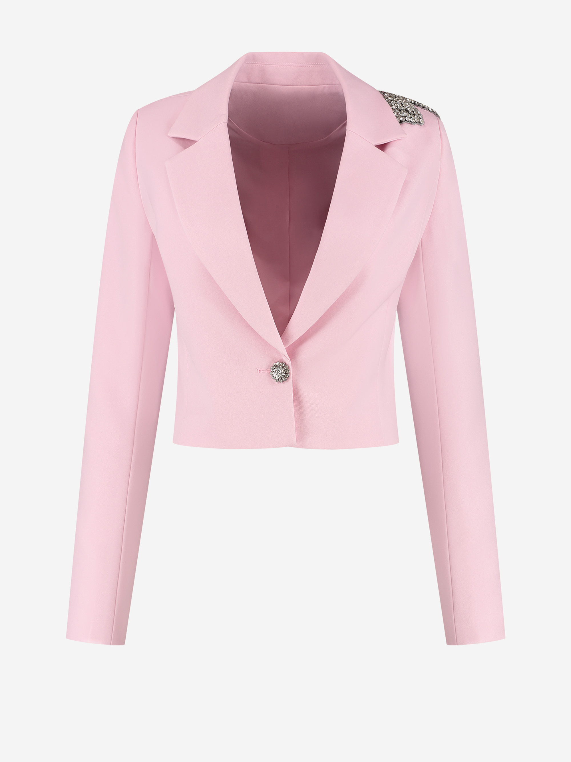 Cropped blazer met glitter strik