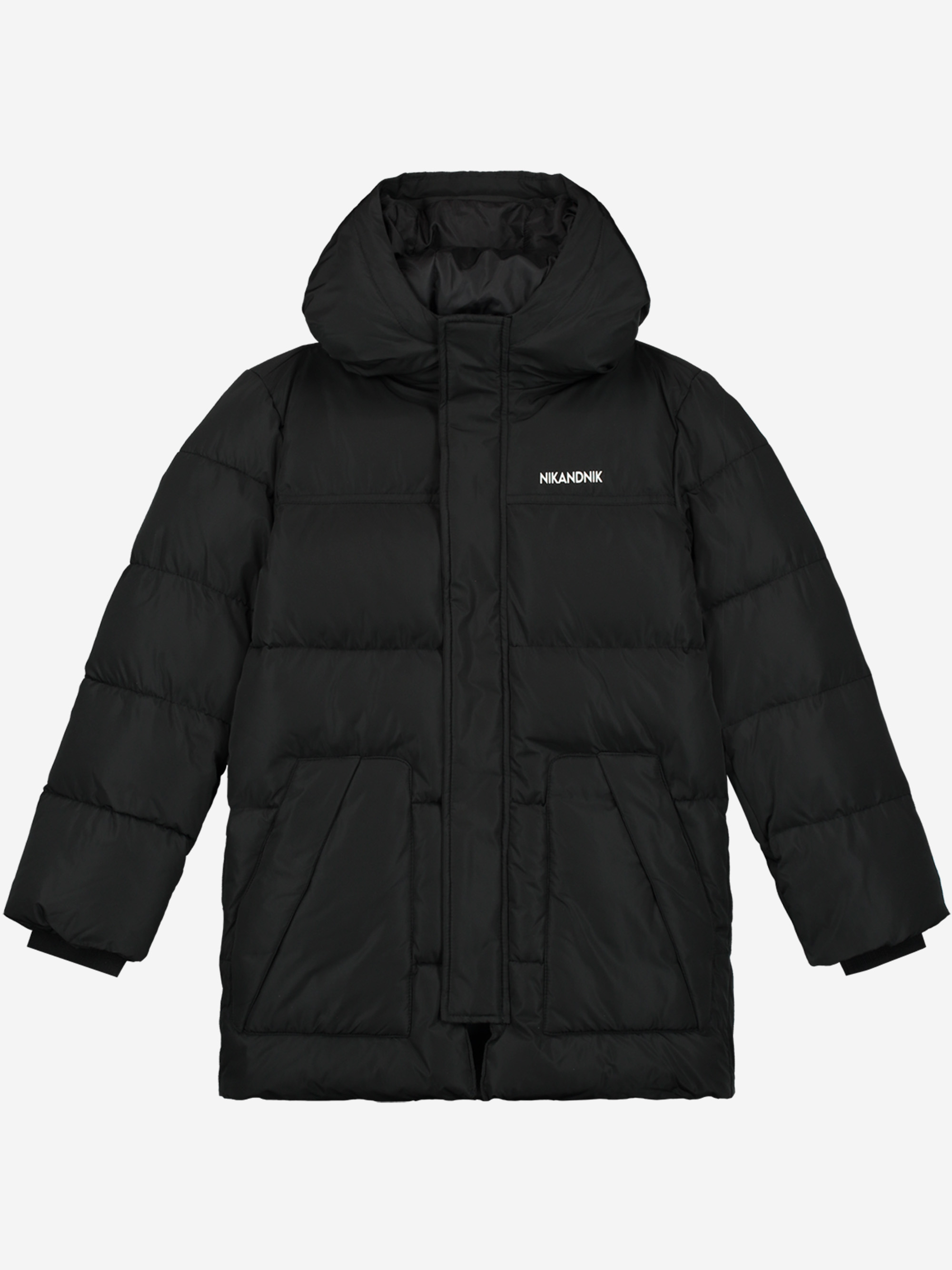 Puffer jacket with hood and logo