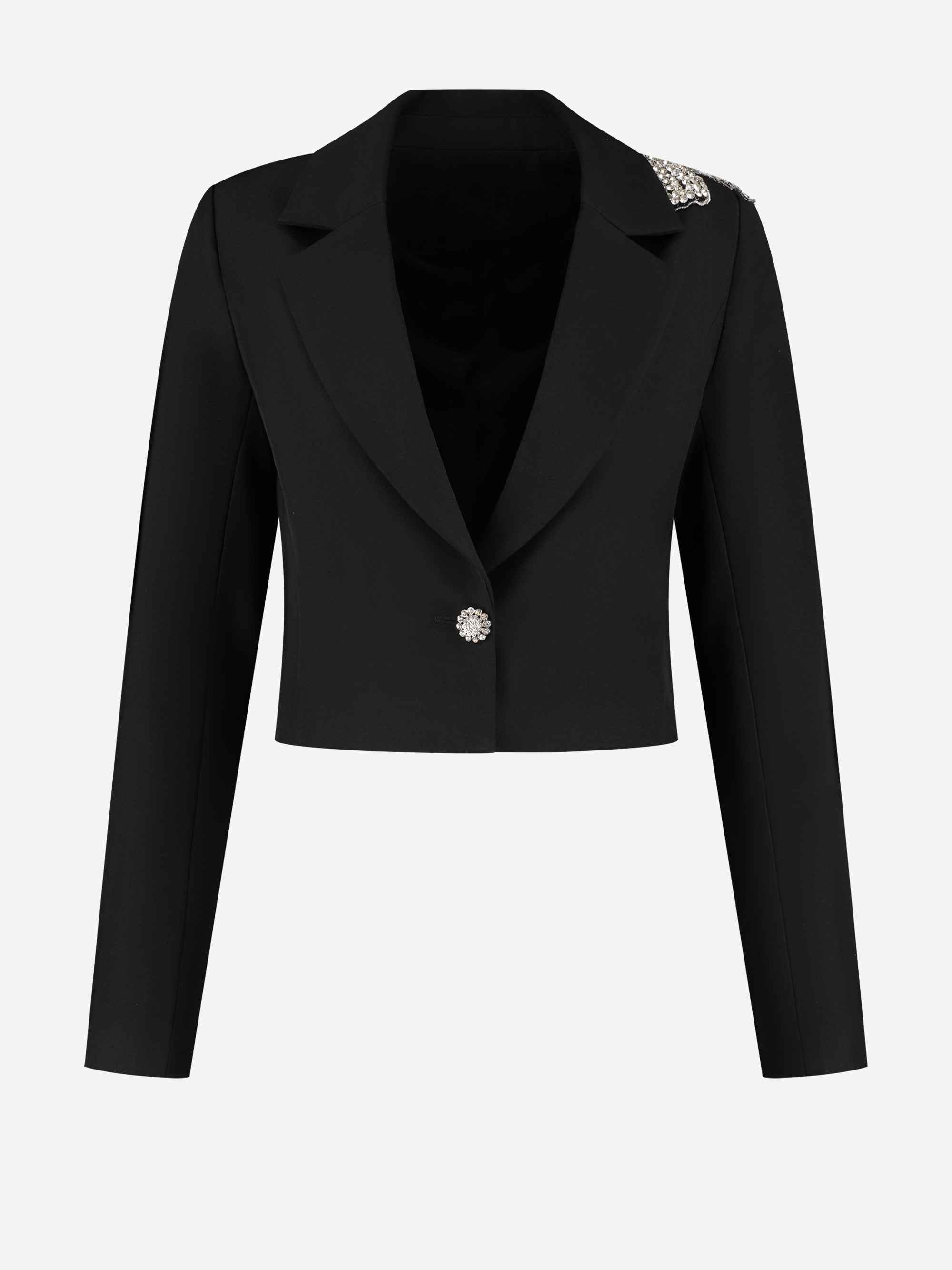 Cropped blazer met glitter strik