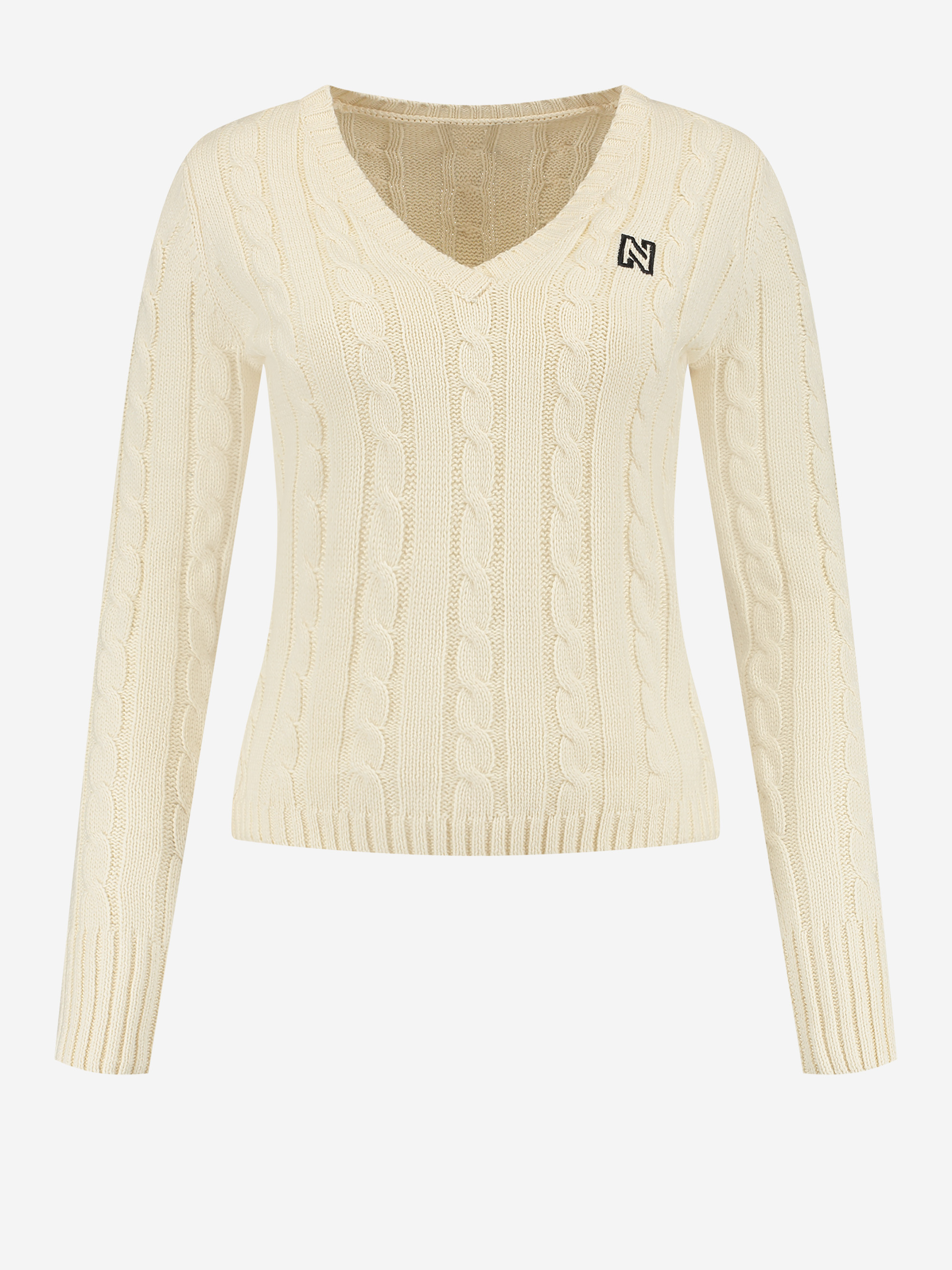 Cable knitted sweater with N-logo